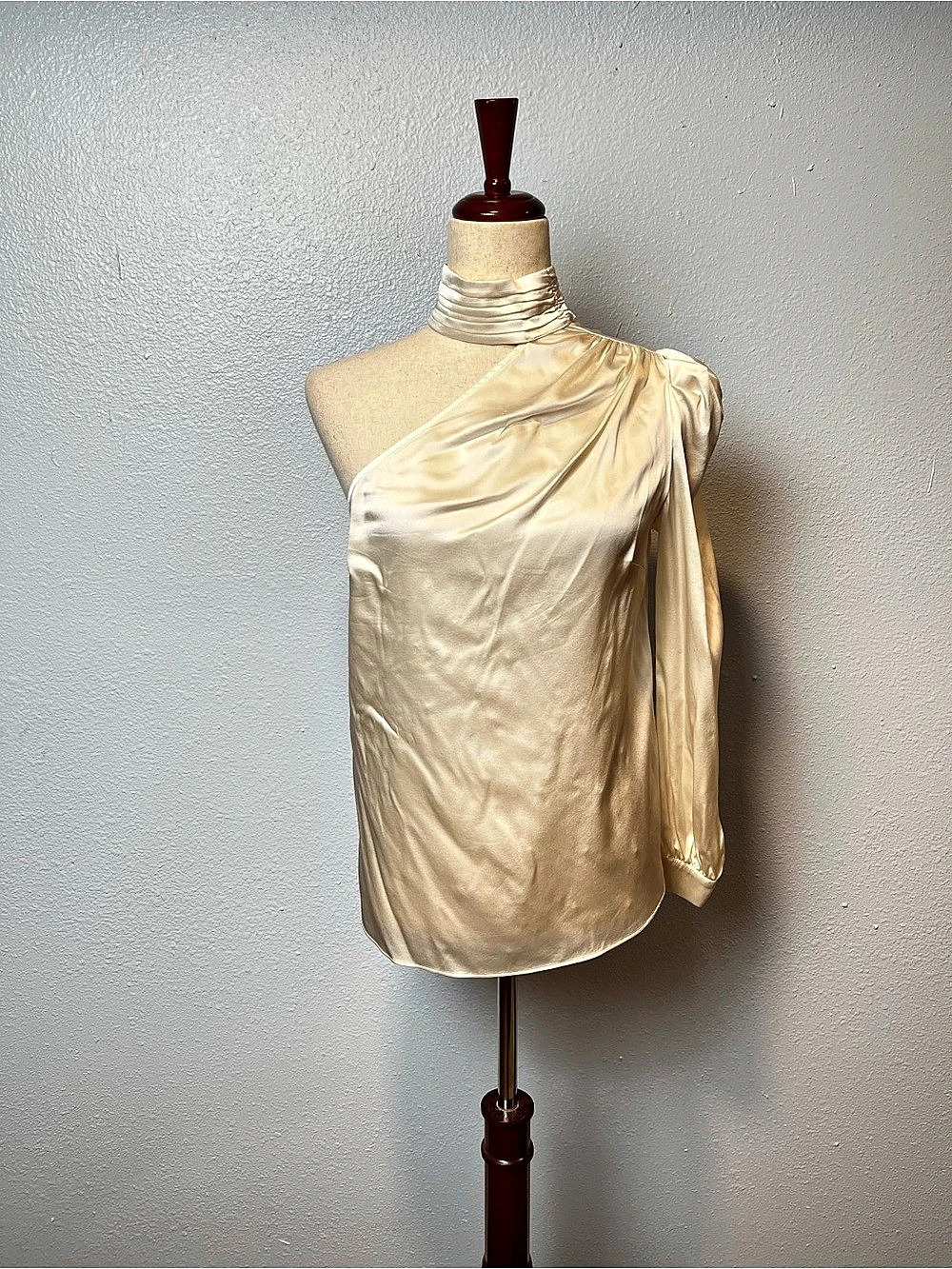 Generation Love One Shoulder Silk Blouse in Cream Size Small